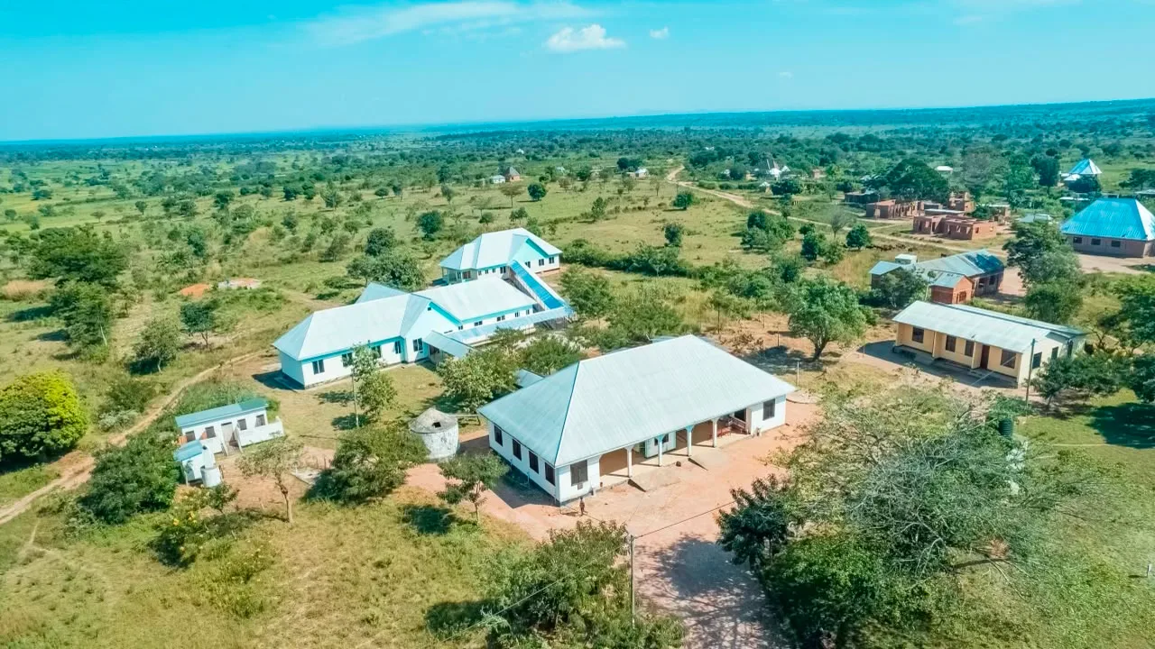 Aerial view of the Mutundu Dispensary, a rural health facility completed by the Eleanor Foundation in Chato District, Tanzania